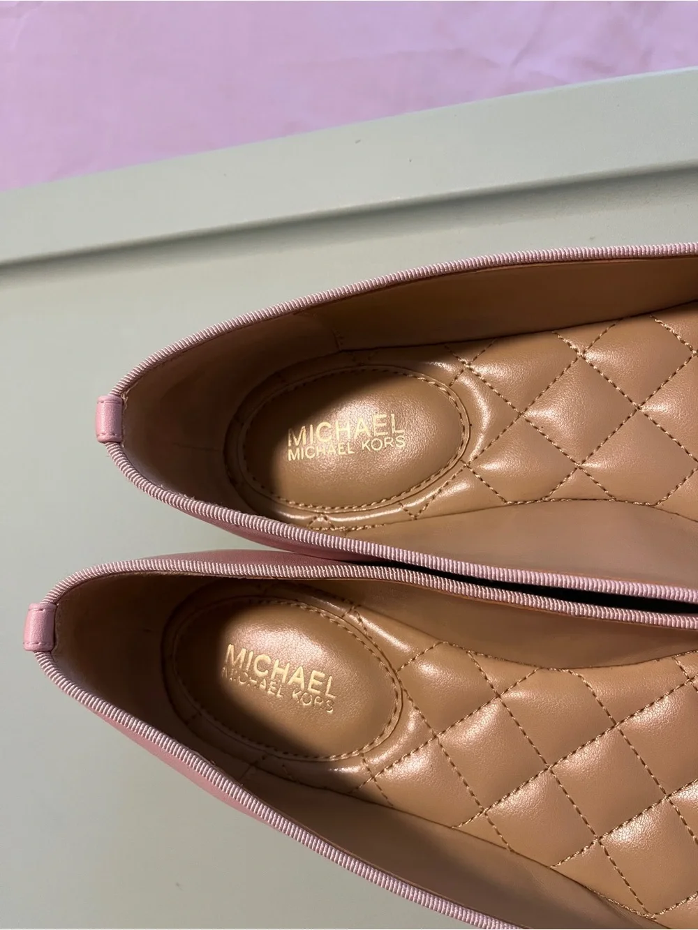 Michael Kors Light Pink Bow Quilted Insole Ballet Flats